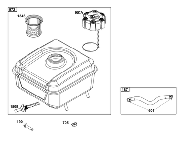 Fuel Supply Group Diagram and Parts List for 12V367-0150-F1  Briggs and Stratton Engine